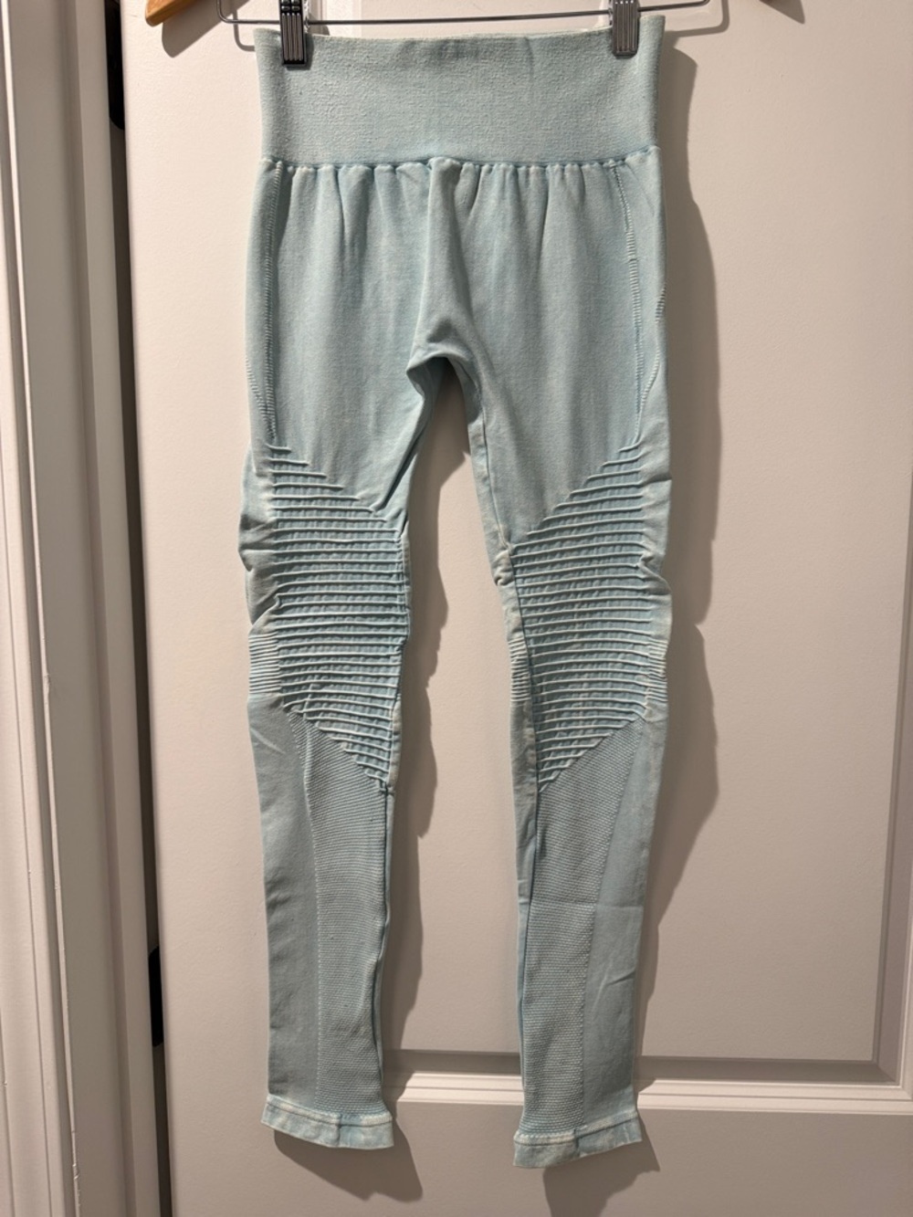 Nikibiki Light Blue Ribbed Moto Leggings